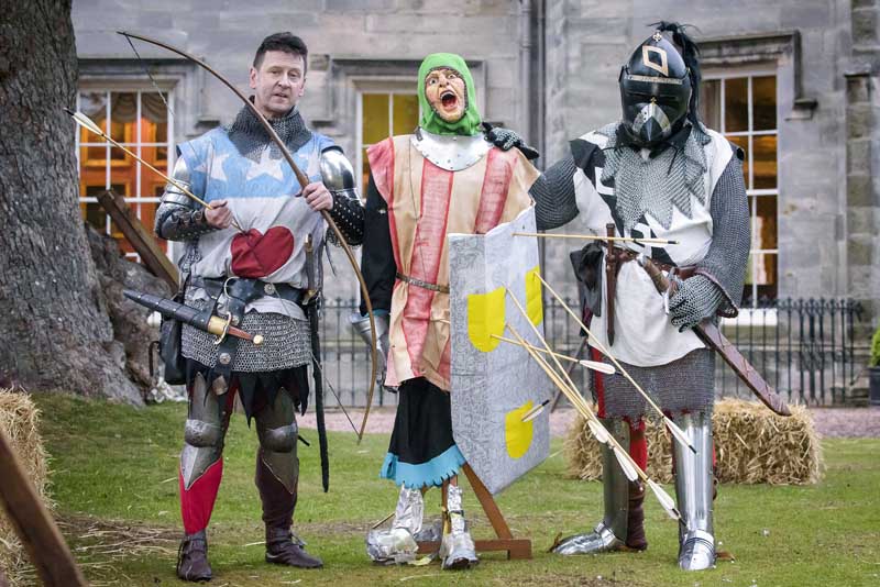 Knights in front of Winton Castle in East Lothian